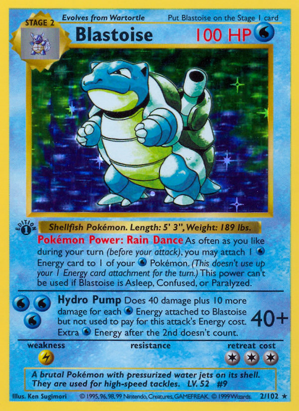 1st Edition Base Set Blastoise Holo Pokemon card