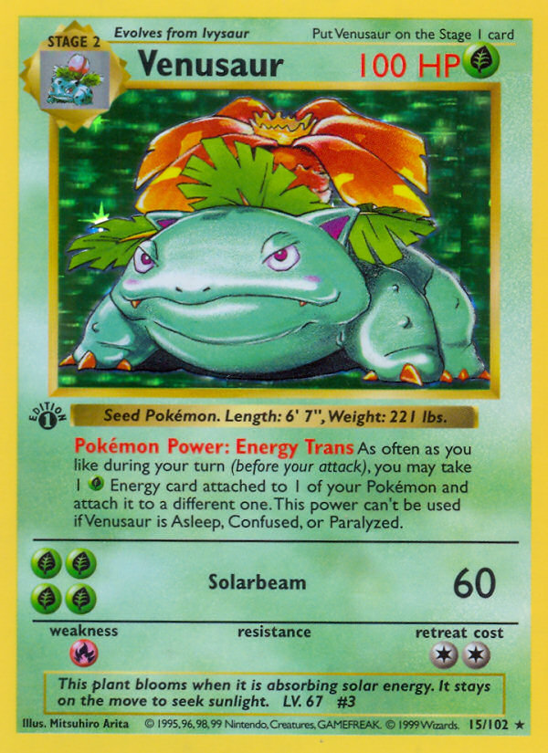 1st Edition Base Set Venusaur Holo Pokemon card